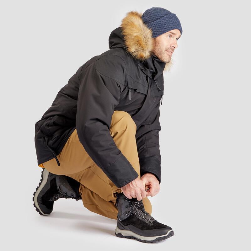 Ghete Călduroase Impermeabile din piele Drumeţie pe zăpadă SH500 Ultra-Warm Negru Bărbați