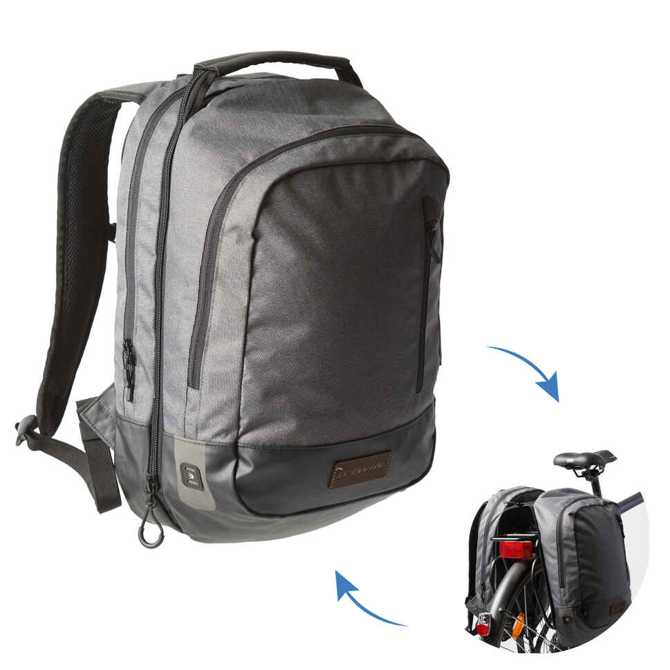 Fahrradtasche Gepäcktasche Rucksack 500 25 Liter grau/schwarz ELOPS