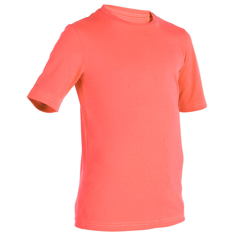 T-shirt d'eau anti-UV Surf manches courtes enfant corail T-shirt d'eau anti-UV Surf manches courtes enfant corail