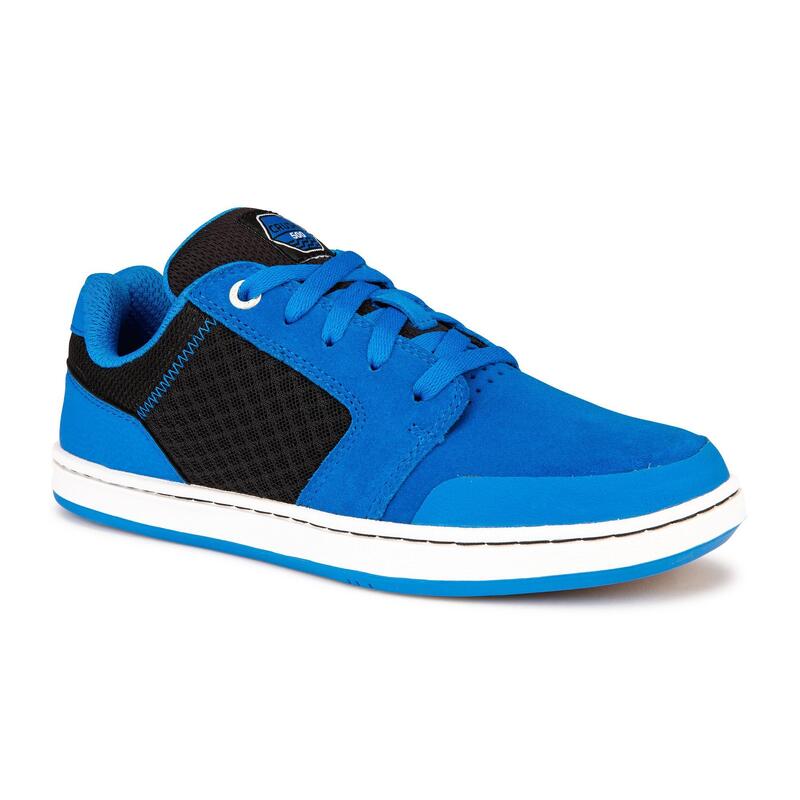 Zapatillas de skate resistentes piel Niños Oxelo Crush 500 Azul