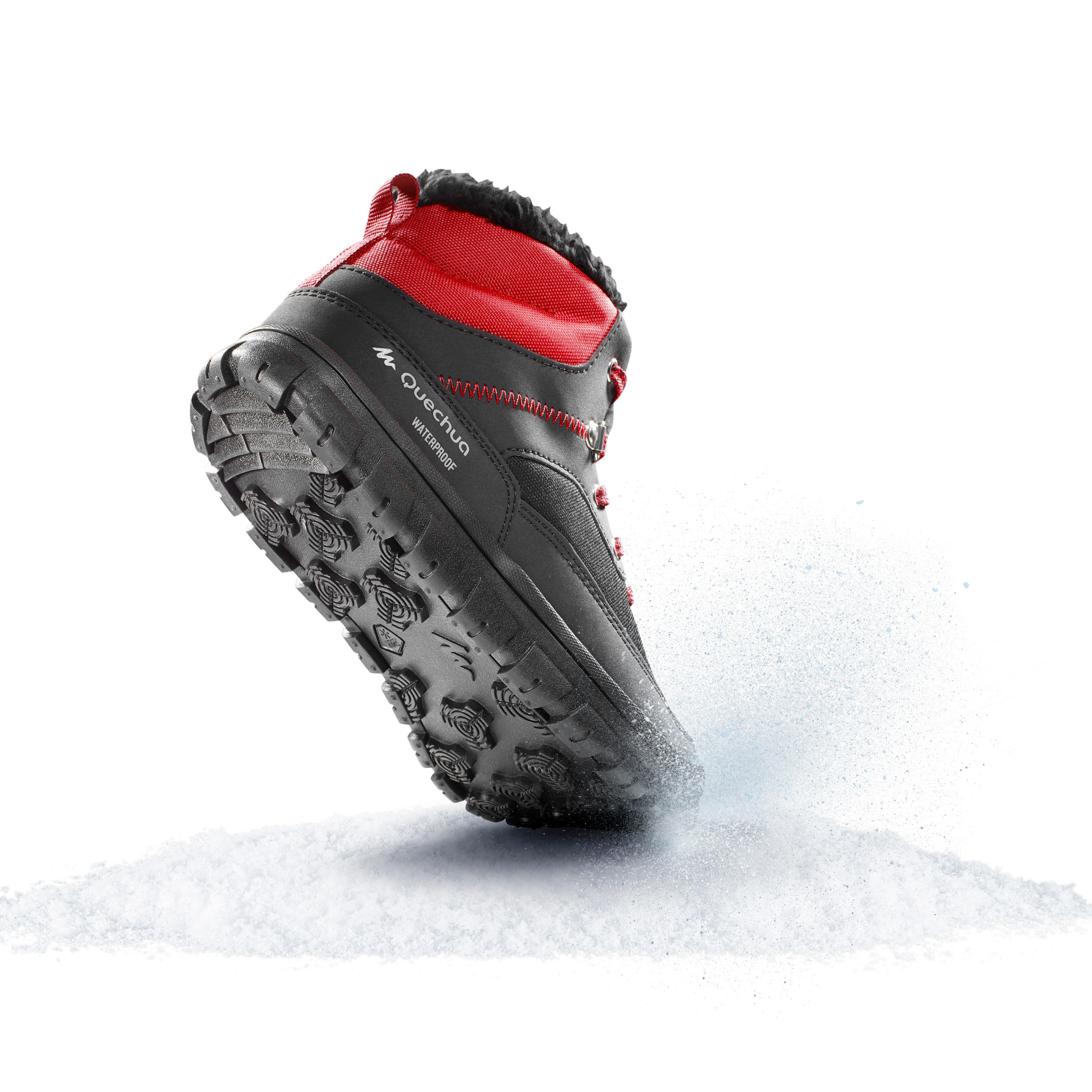 Kid's Mid-Season Boots - SH 100 Black/Red - black, Cherry red - Quechua ...