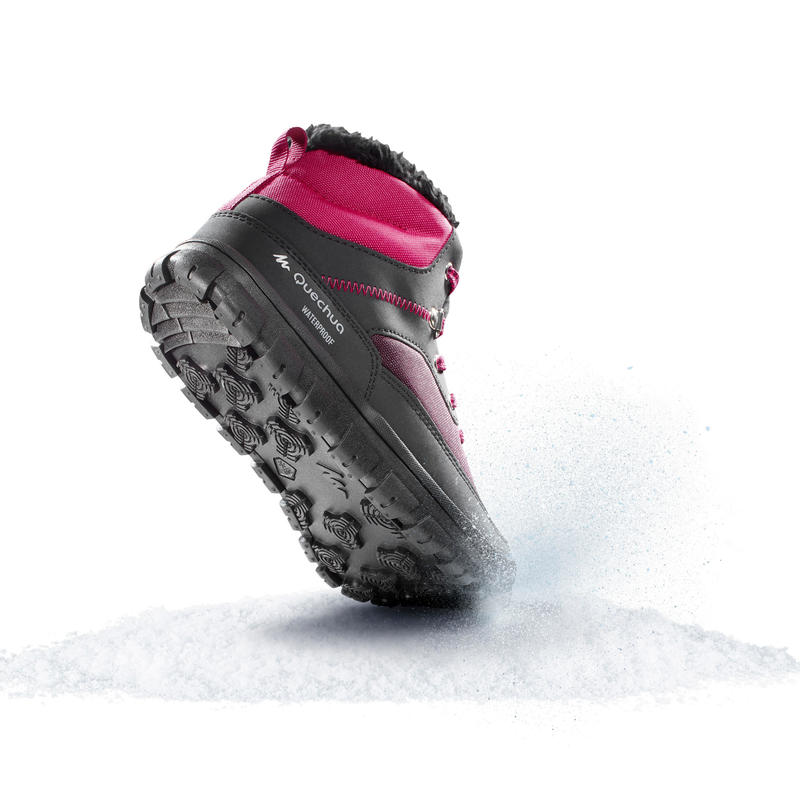 Children's Warm Lace-Up Snow Hiking Boots SH100 Warm Mid - Pink Children's Warm Lace-Up Snow Hiking Boots SH100 Warm Mid - Pink