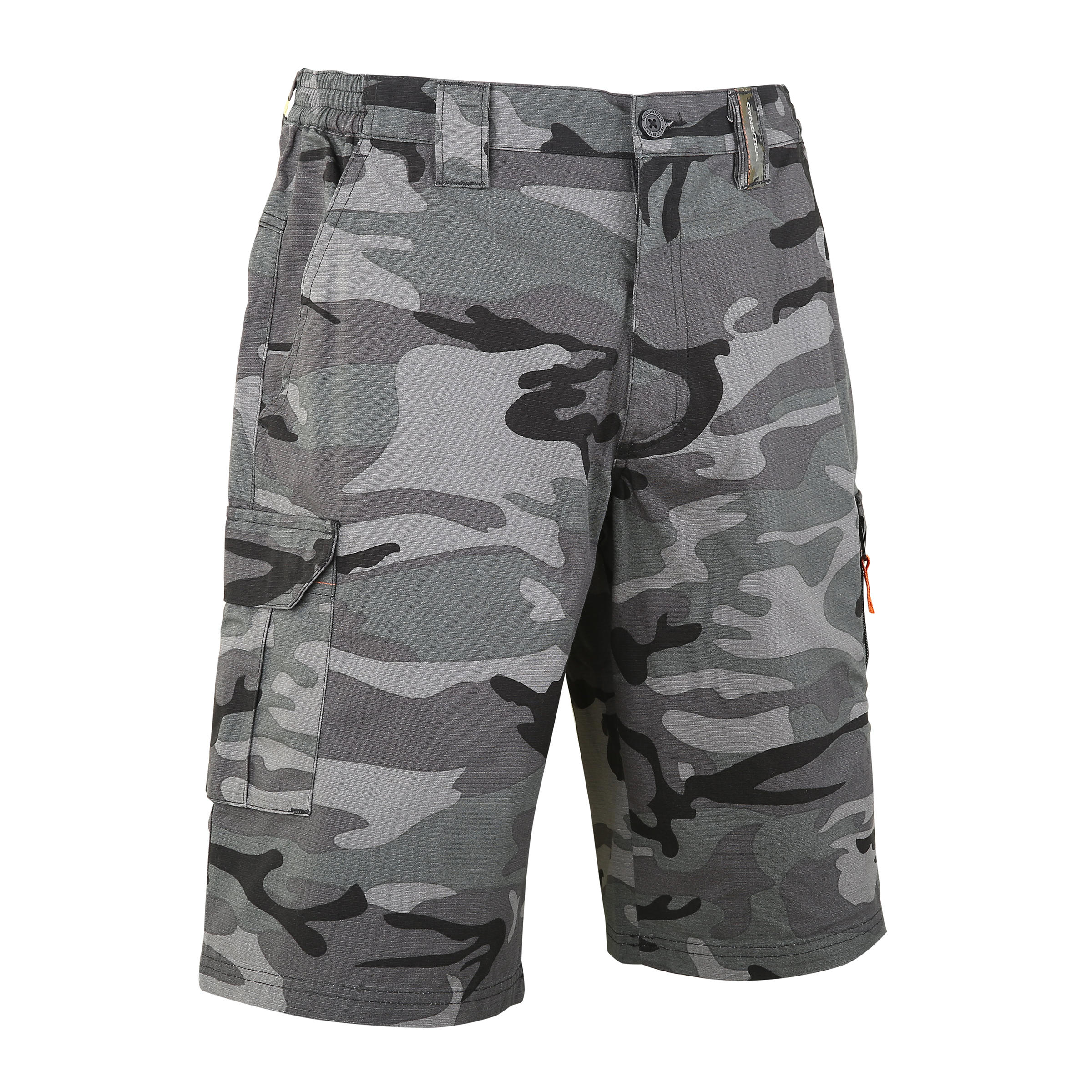 Jagdshorts/Bermuda Shorts 500 Cargo Camouflage Woodland schwarz 17/36