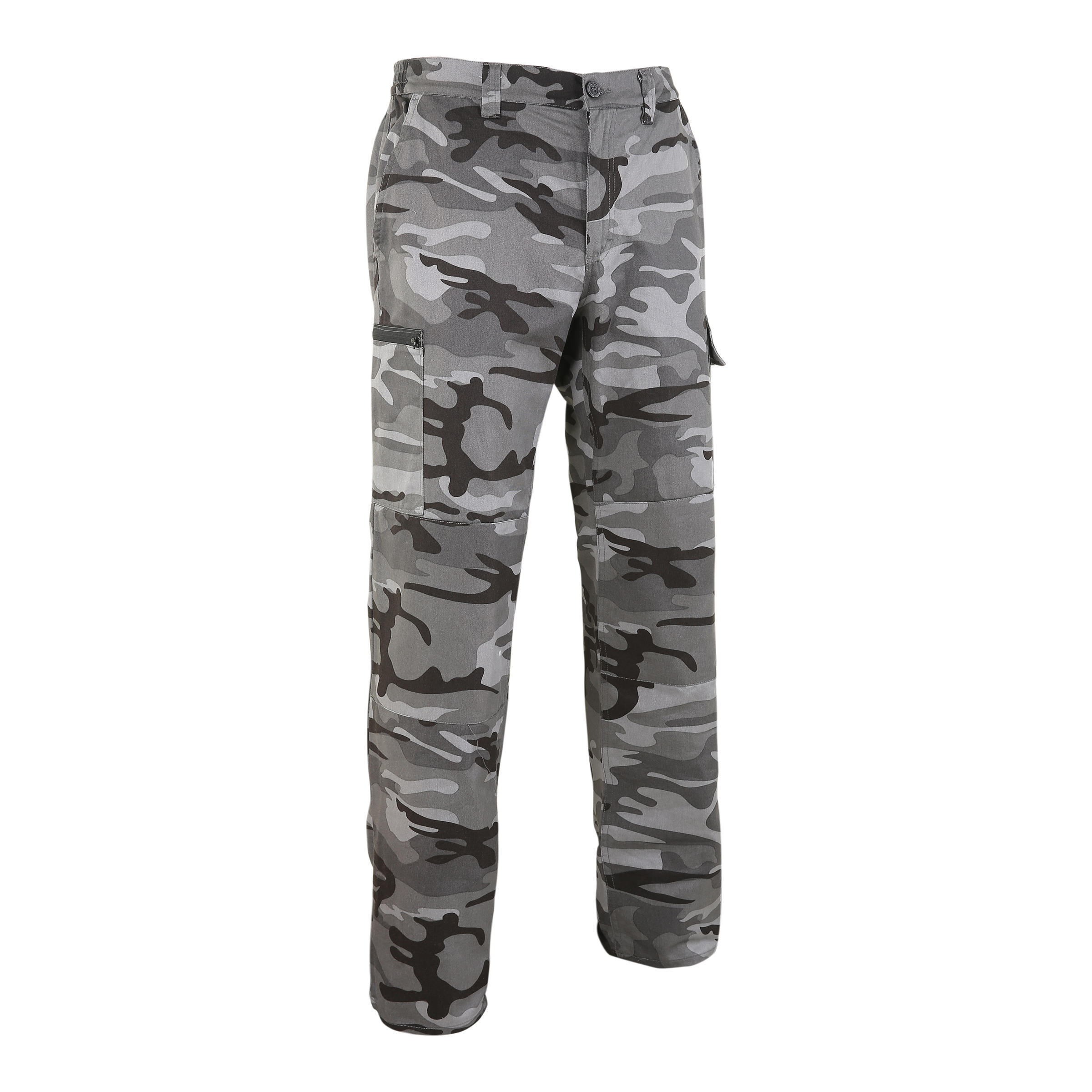 ROBUST CARGO TROUSERS STEPPE 300 CAMOUFLAGE WOODLAND BLACK 1/7