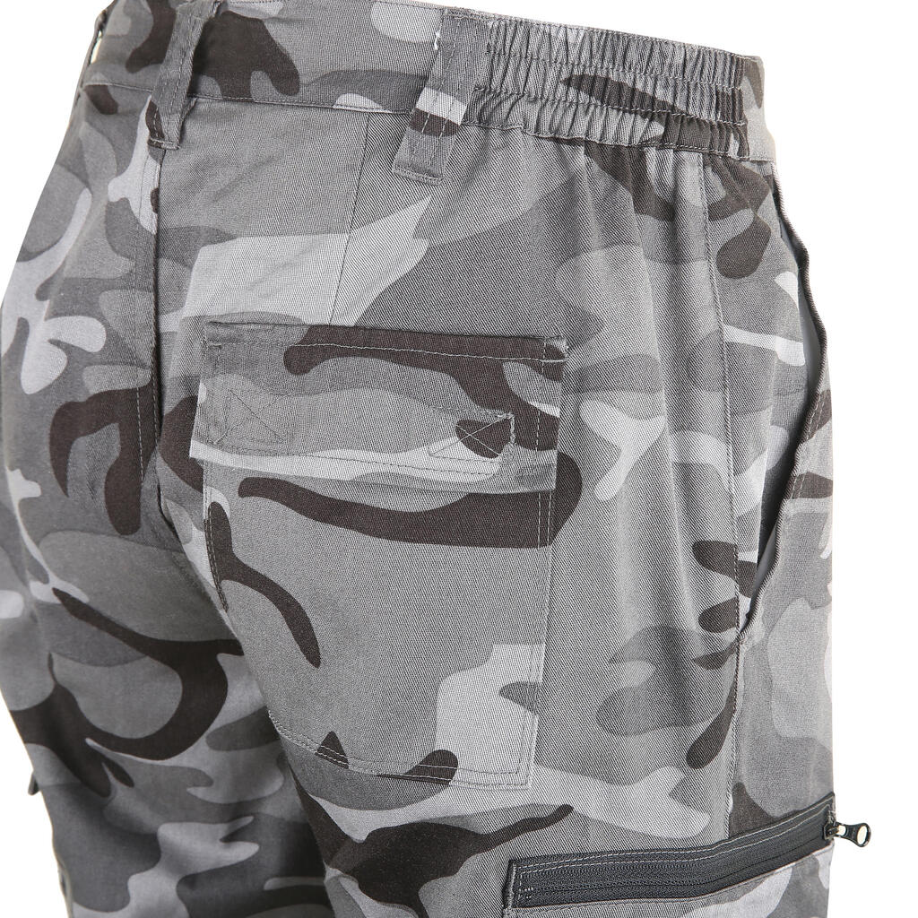 Jagdhose Steppe 300 Regular Camouflage Woodland grün/braun/uni 