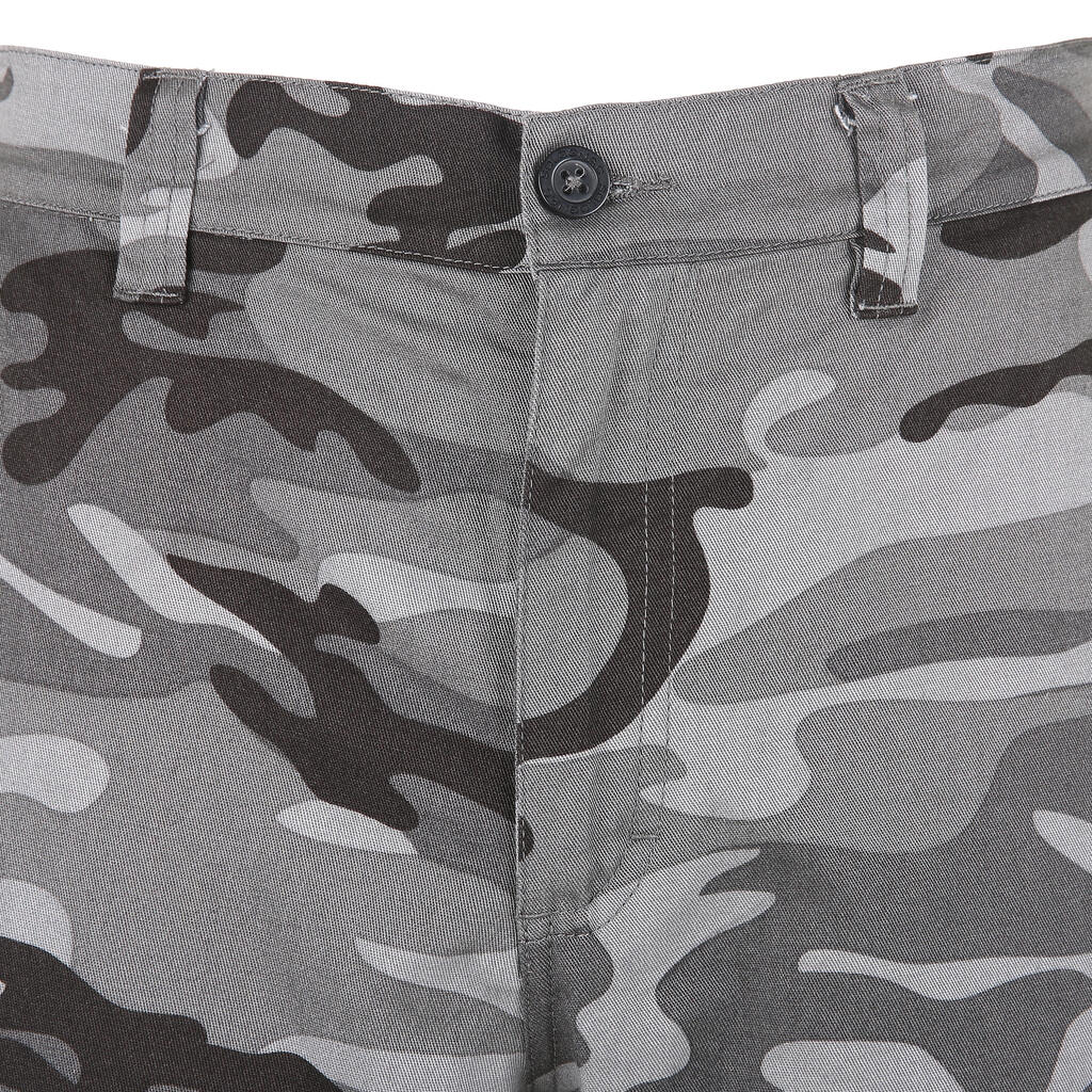 Men’s Regular Trousers - Steppe 300 Woodland Camo Grey