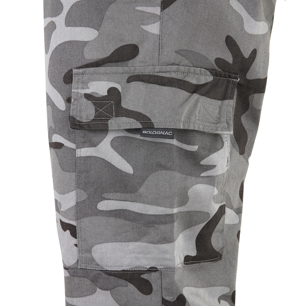 Jagdhose Steppe 300 Regular Camouflage Woodland grün/braun/uni 