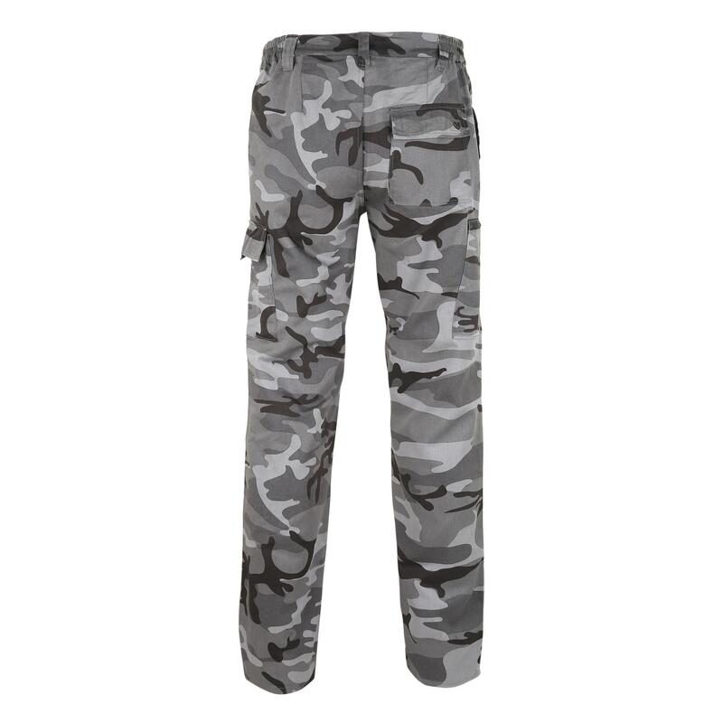 Jagdhose Steppe 300 Cargo strapazierfähig Camouflage Woodland schwarz 