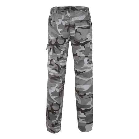 ROBUST CARGO TROUSERS STEPPE 300 CAMOUFLAGE WOODLAND BLACK