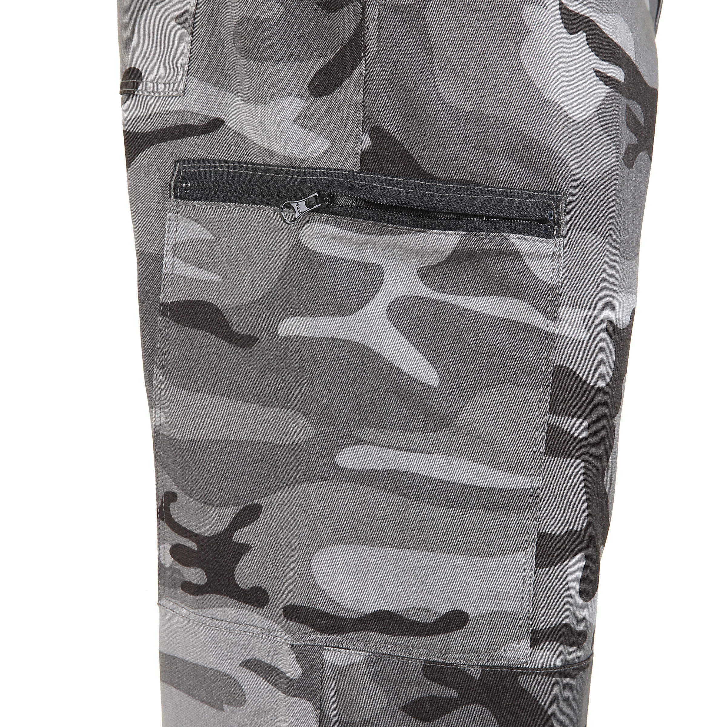 ROBUST CARGO TROUSERS STEPPE 300 CAMOUFLAGE WOODLAND BLACK 3/7