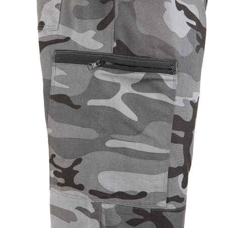 ROBUST CARGO TROUSERS STEPPE 300 CAMOUFLAGE WOODLAND BLACK