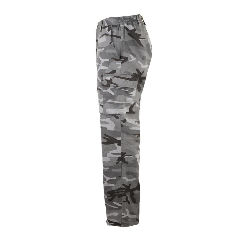 Jagdhose Steppe 300 Cargo strapazierfähig Camouflage Woodland schwarz 