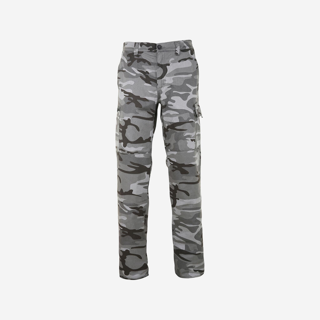 Jagdhose Steppe 300 Regular Camouflage Woodland grün/braun/uni 