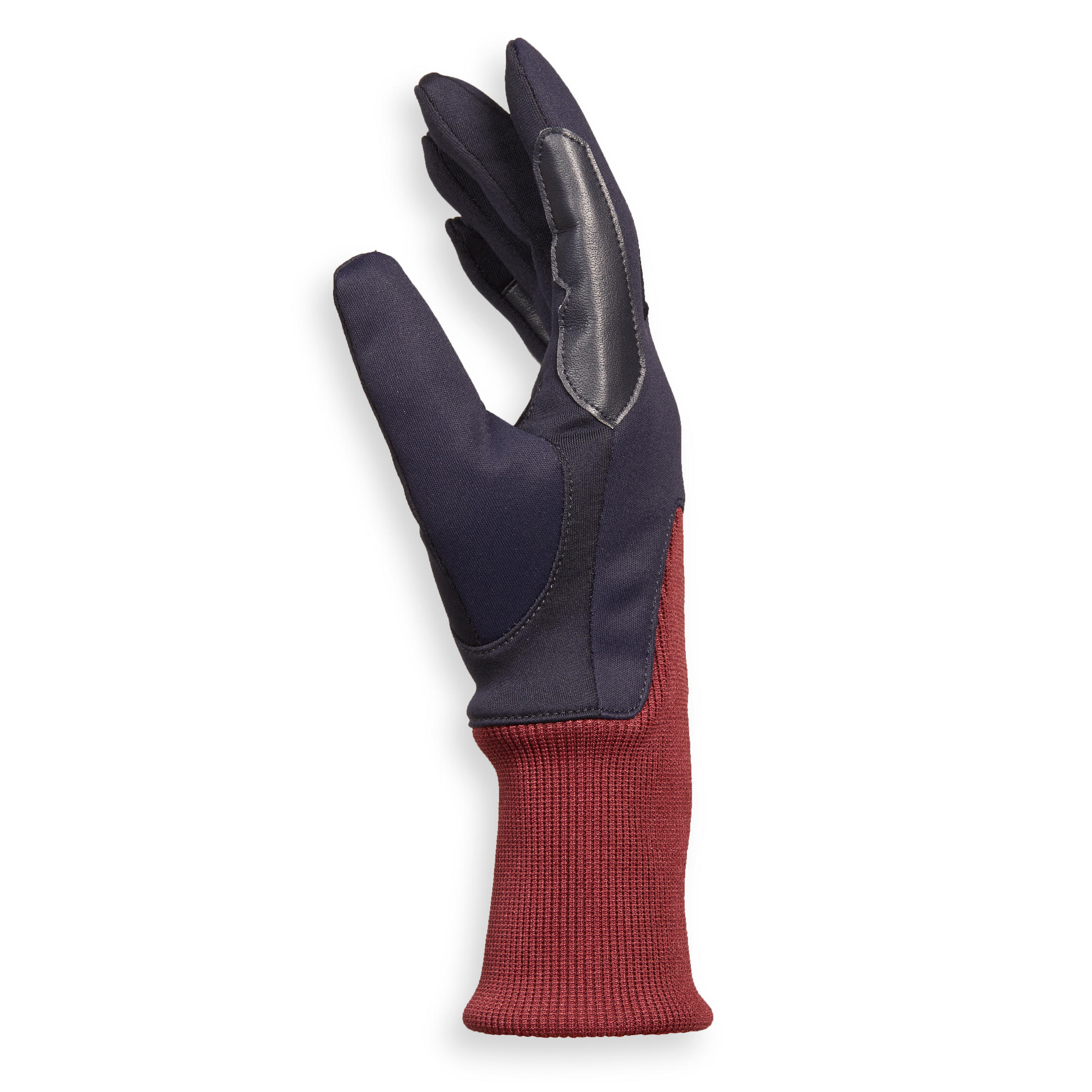 140 Warm Kids' Horse Riding Gloves - Navy/Burgundy 3/6