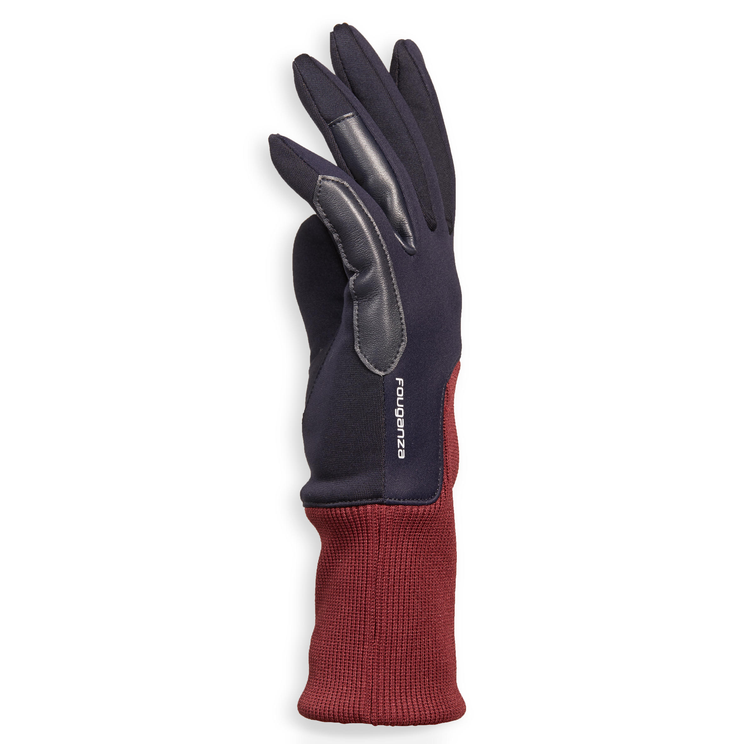 140 Warm Kids' Horse Riding Gloves - Navy/Burgundy 4/6