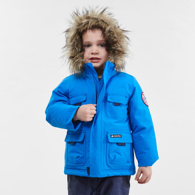 Gyerek télikabát túrázáshoz SH500 Ultra-Warm, vízhatlan, 2-6 éveseknek, kék