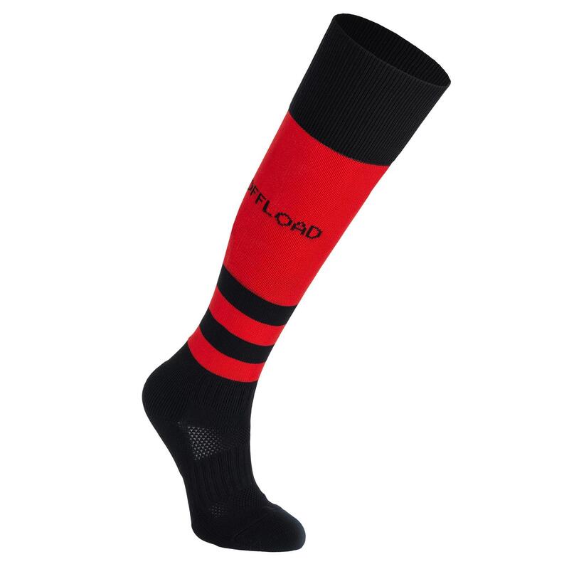 Chaussettes hautes de rugby enfant R500 rouge