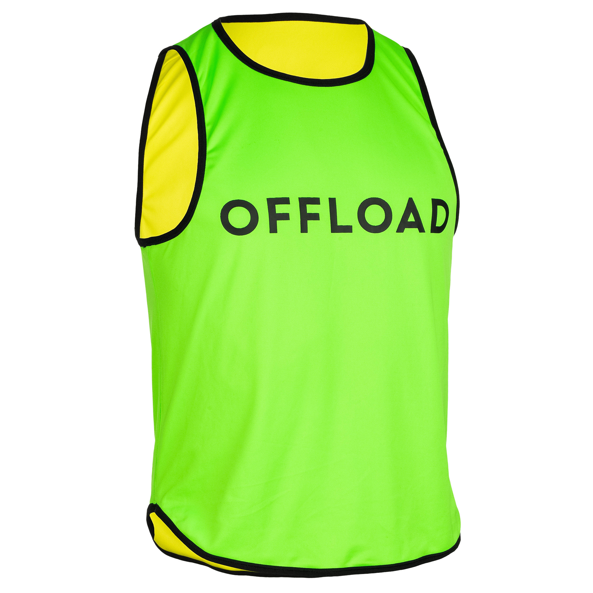CHASUBLE DE RUGBY R500 Réversible Jaune Vert 2/3