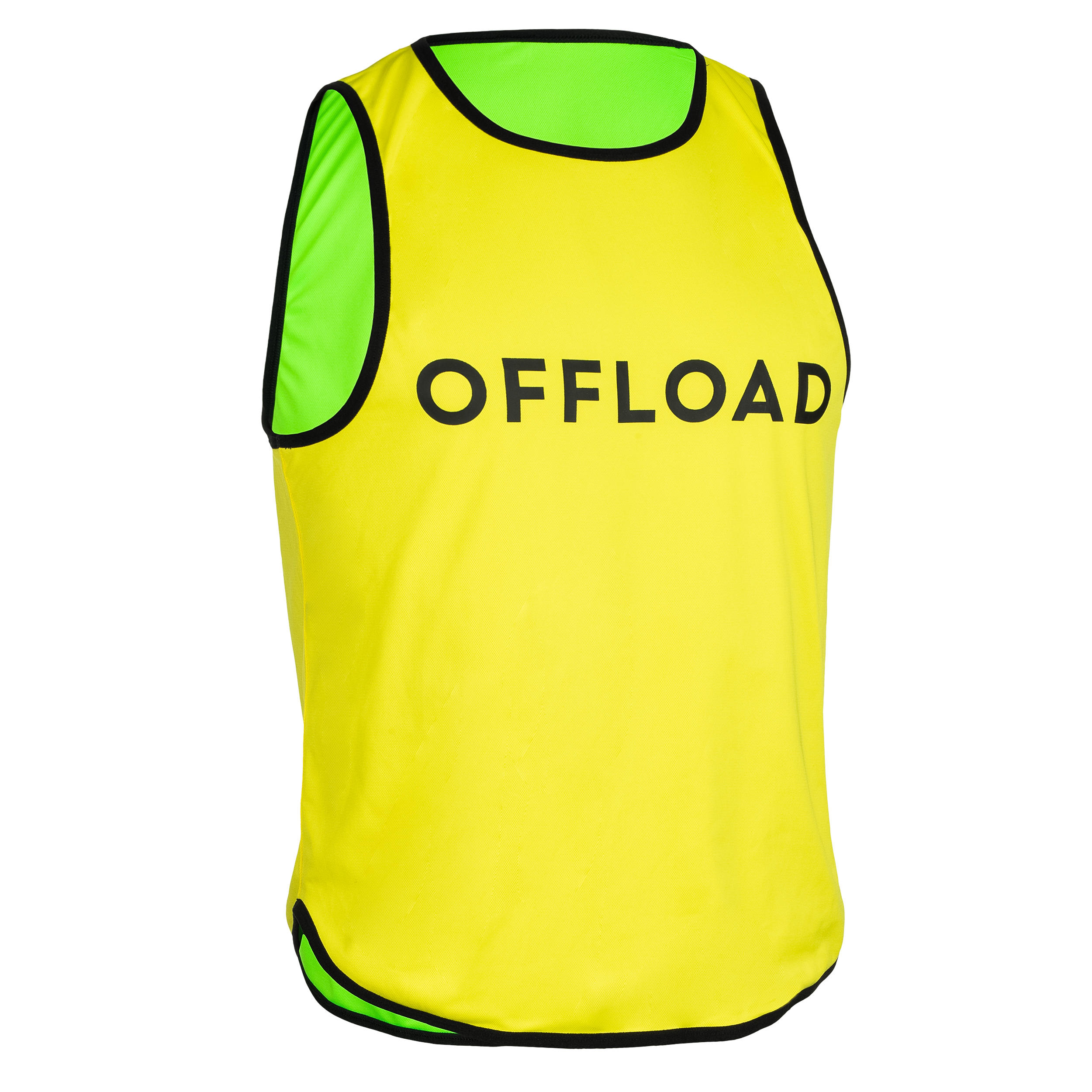 CHASUBLE DE RUGBY R500 Réversible Jaune Vert 3/3