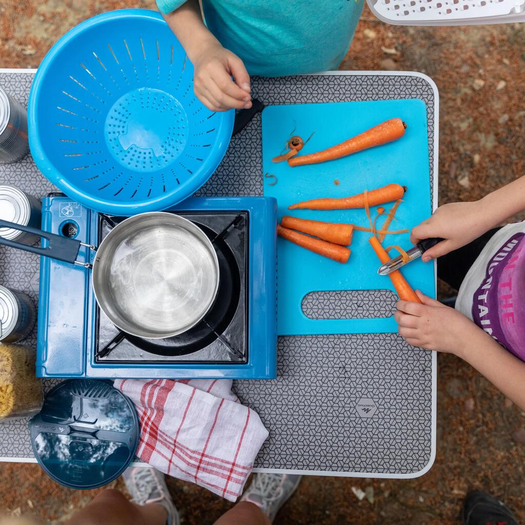 Camping and bivouacking cooking set in stainless steel 100 - 2 persons-10 items.