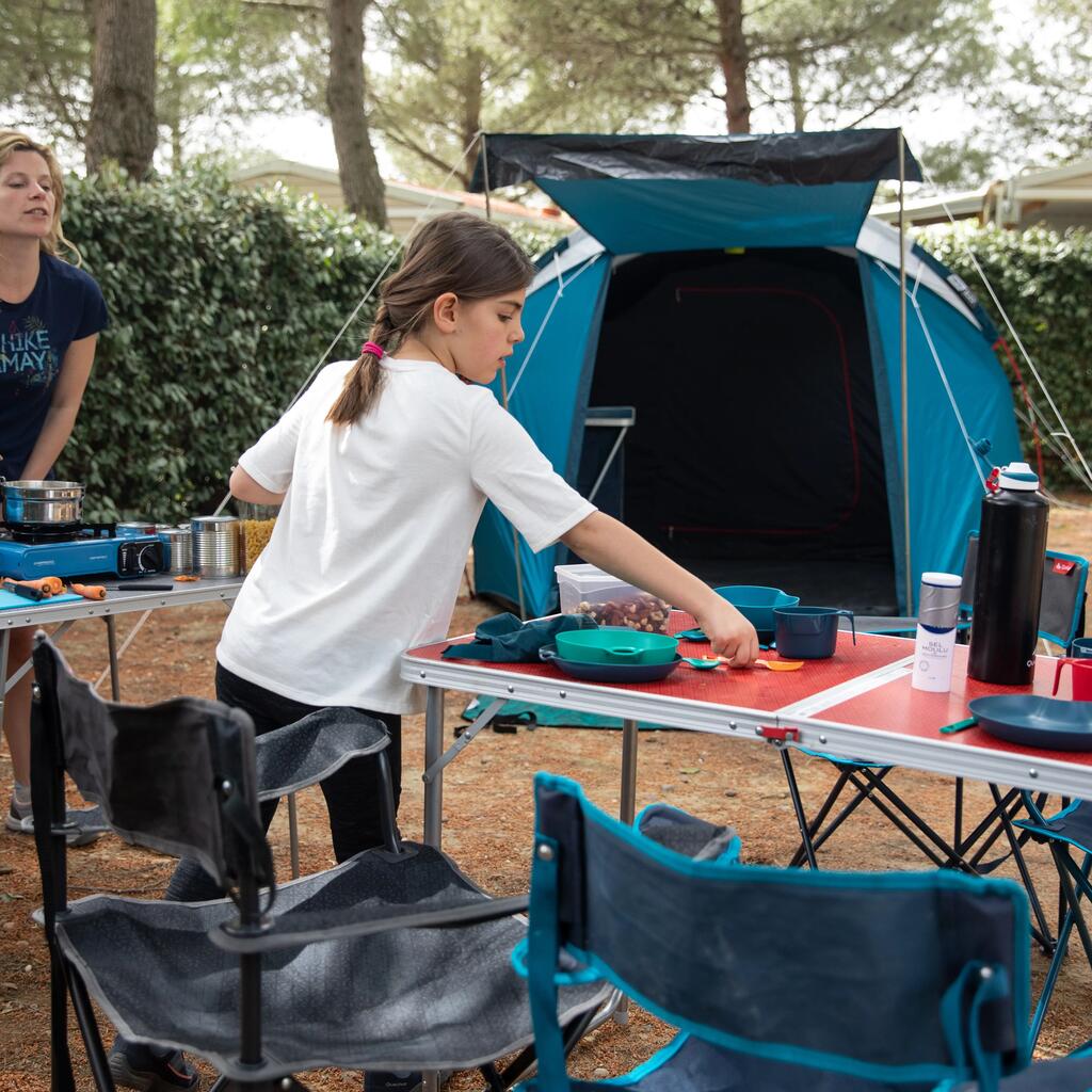 Camping and bivouacking cooking set in stainless steel 100 - 2 persons-10 items.
