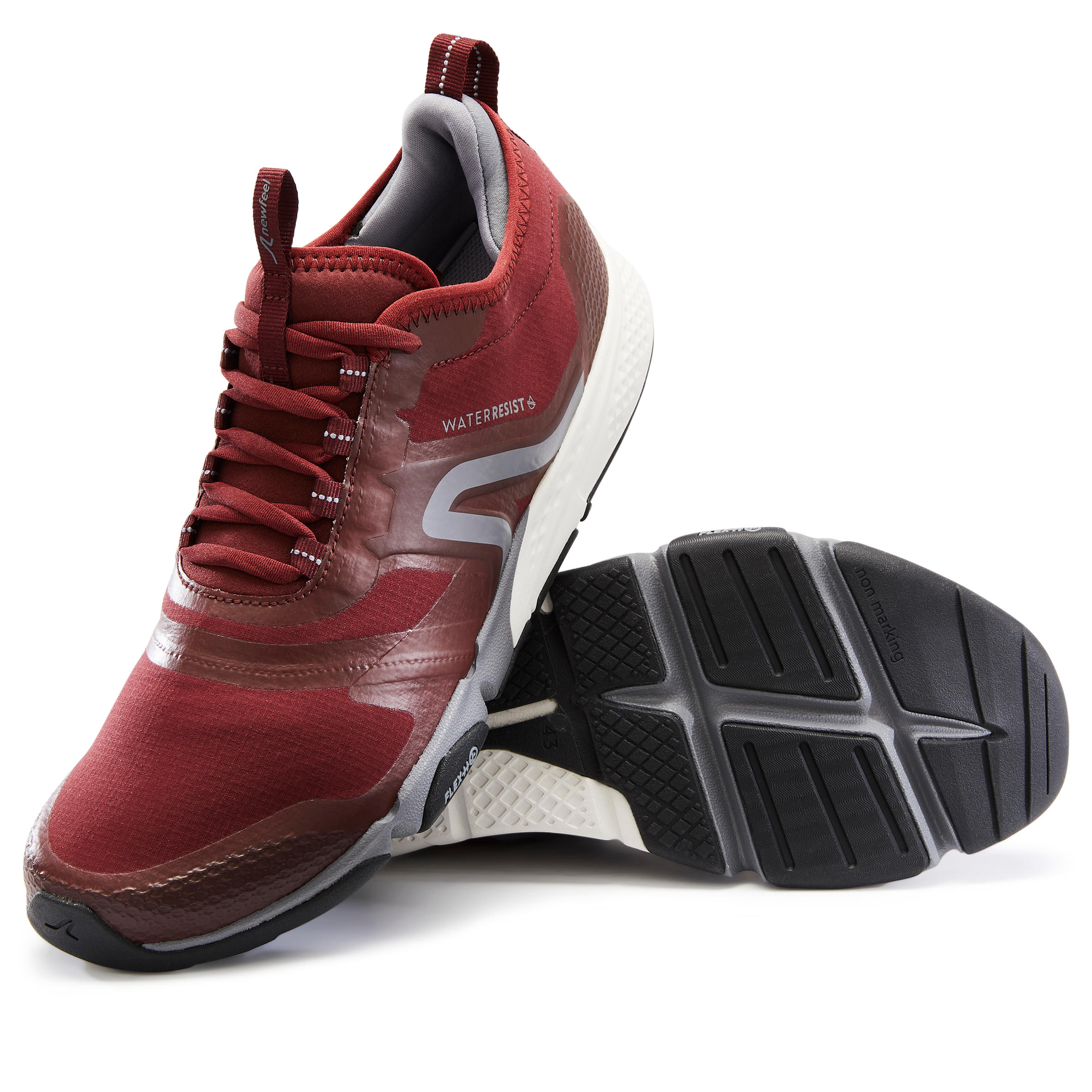 MEN'S FITNESS WALKING SHOES PW 580 WATERRESIST - MAROON 7/15