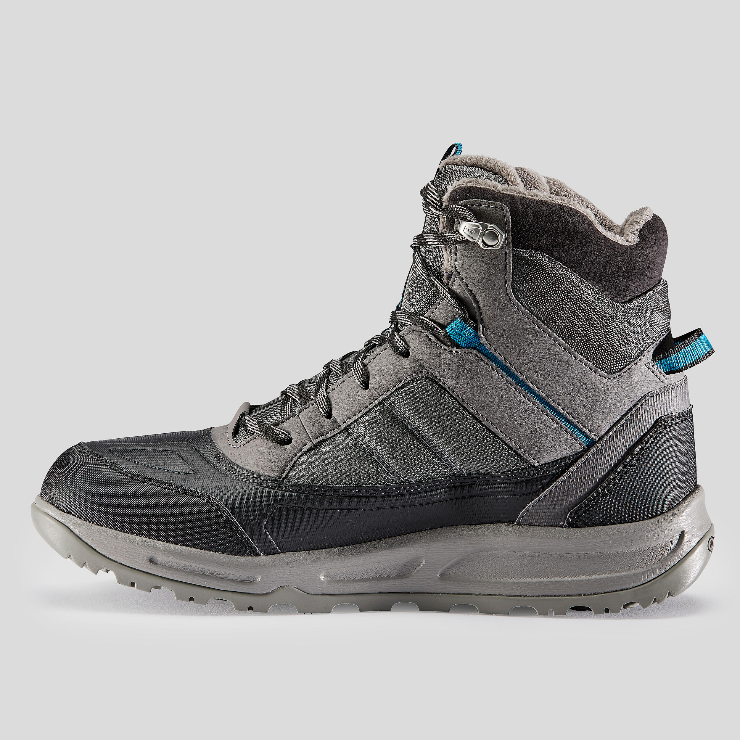Men's Warm Mid Snow Hiking Shoes SH120 - Grey. 3/7