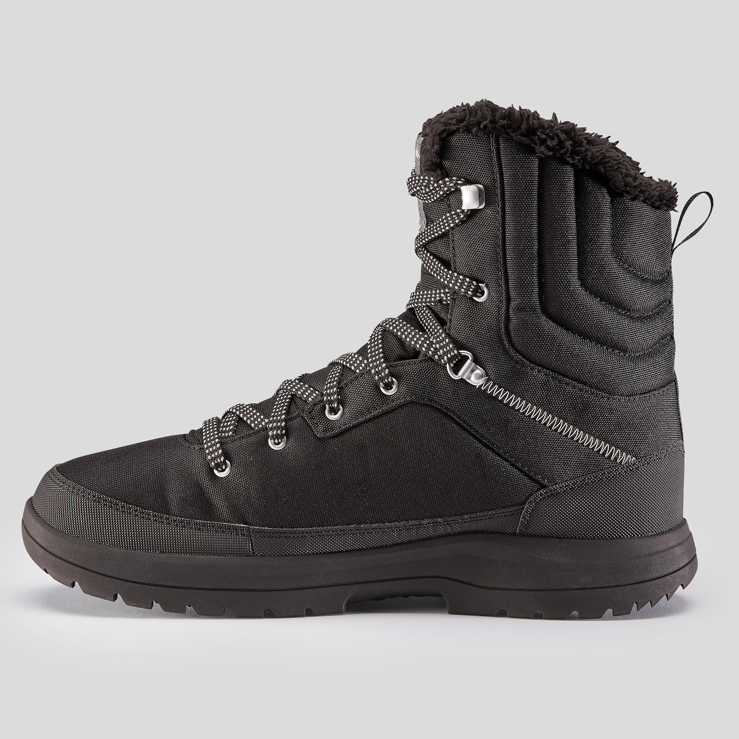 Scarpe calde da montagna uomo SH100 HIGH impermeabili nere QUECHUA Decathlon