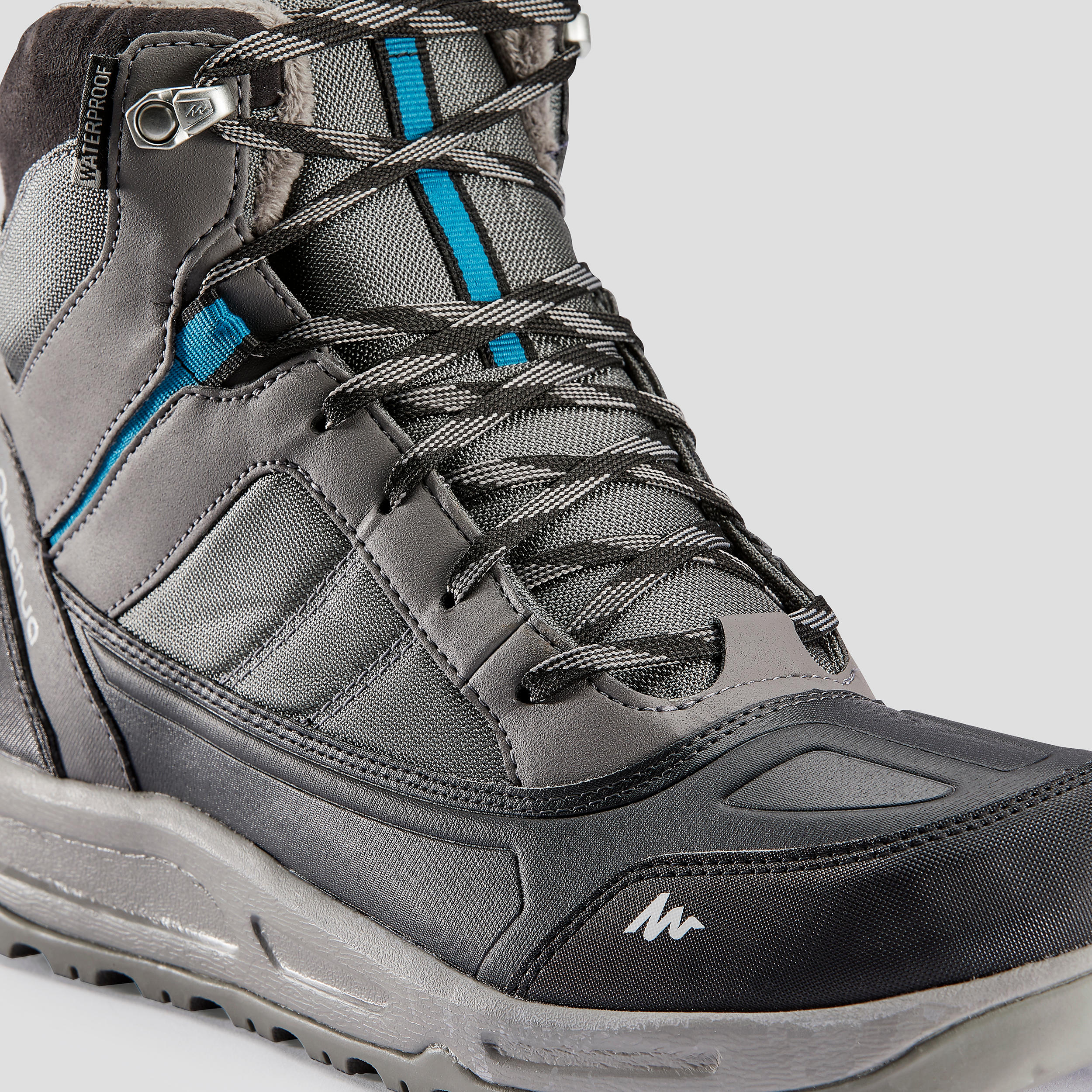 Men's Warm Mid Snow Hiking Shoes SH120 - Grey. 6/7