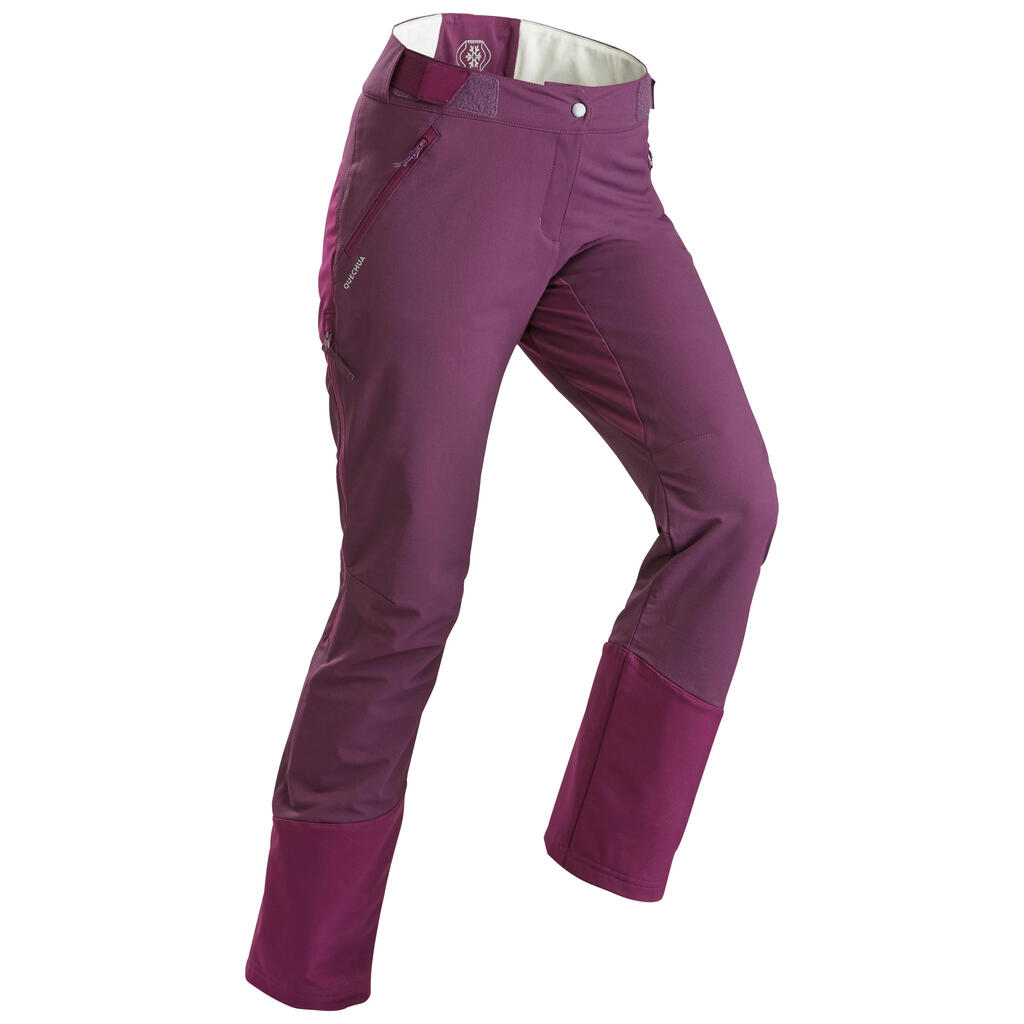 Dámske nohavice SH520 X-warm na zimnú turistiku fialové