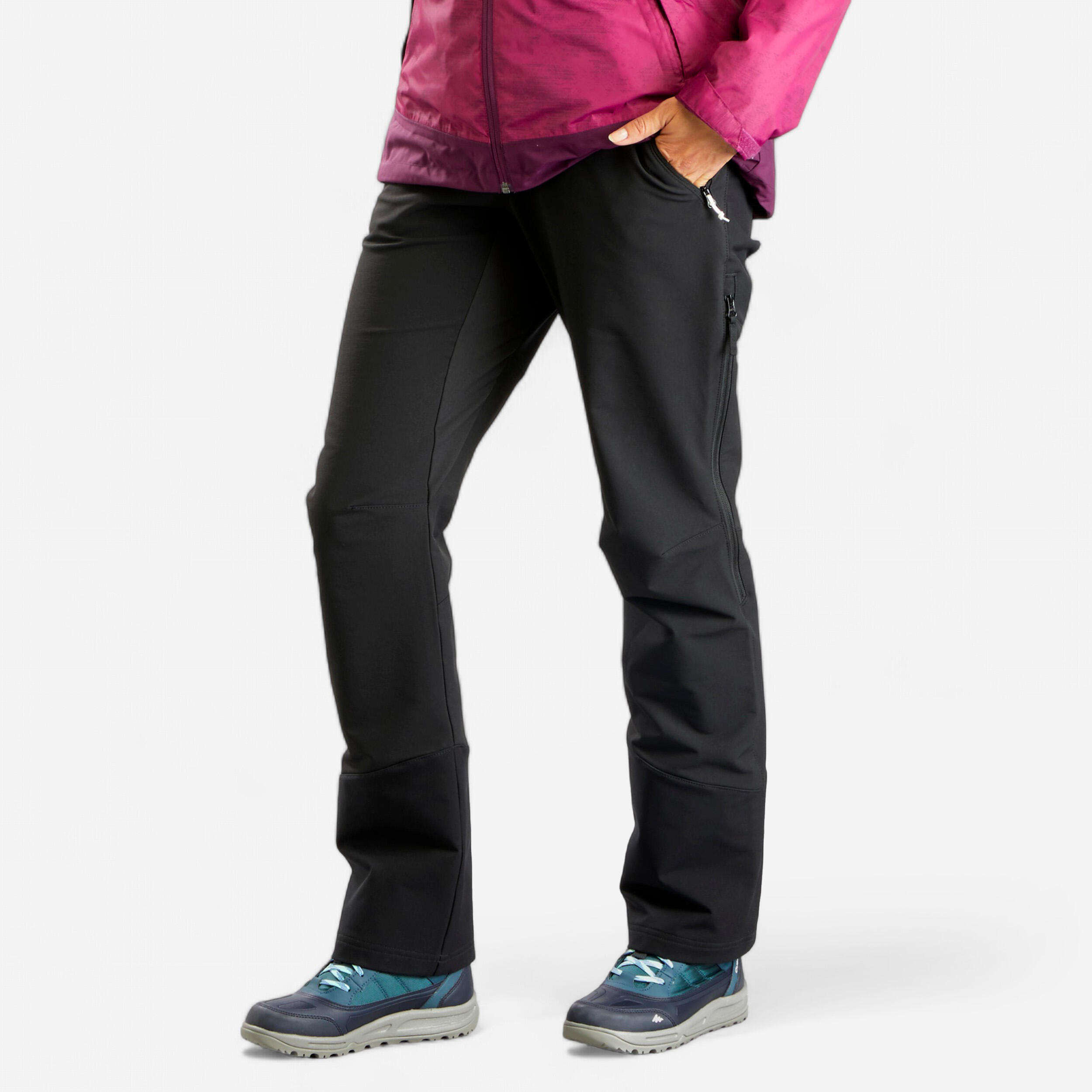 Softshellhose Winterwandern SH520 X-Warm Wasserabweisend Gamaschen Damen  schwarz