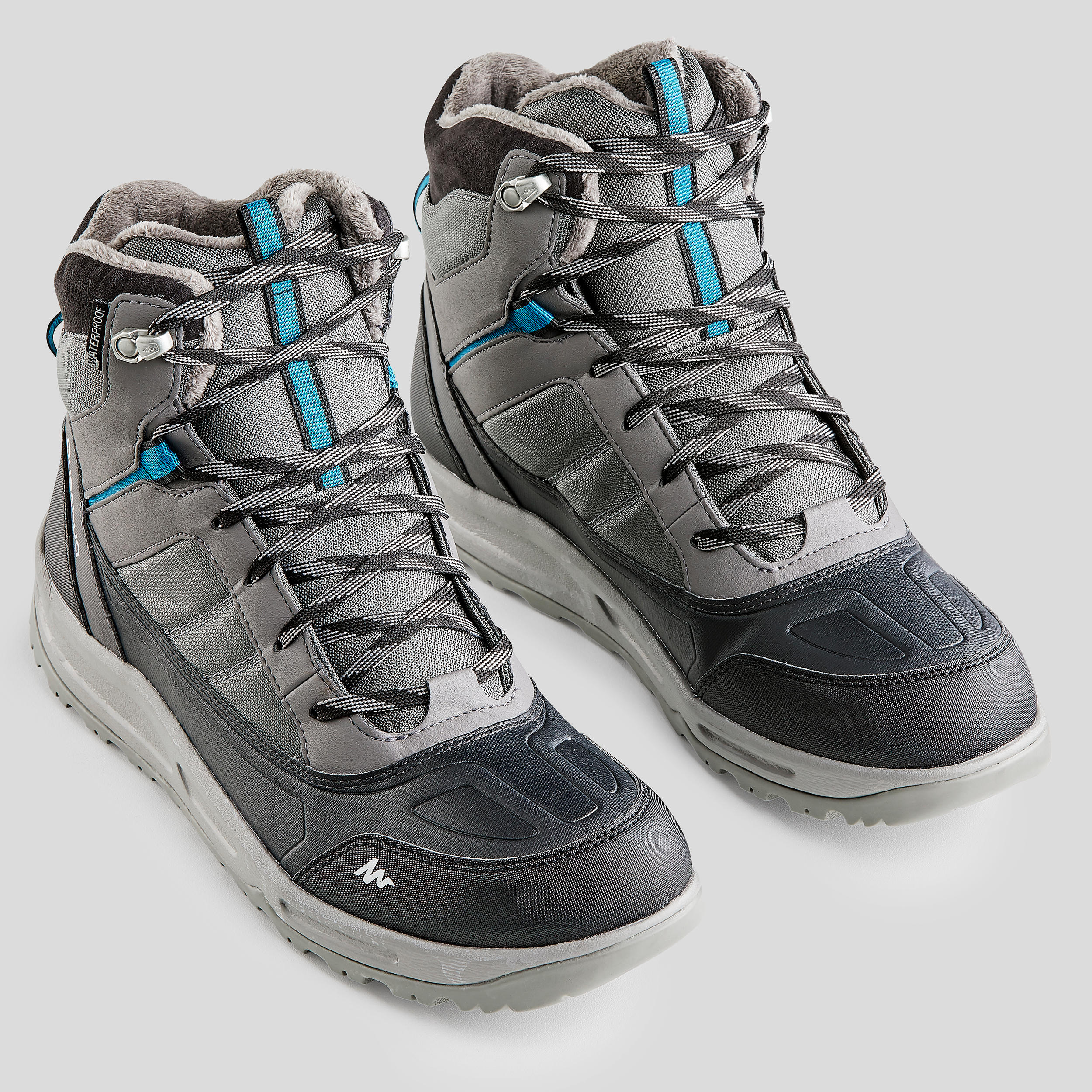 Men's Warm Mid Snow Hiking Shoes SH120 - Grey. 5/7