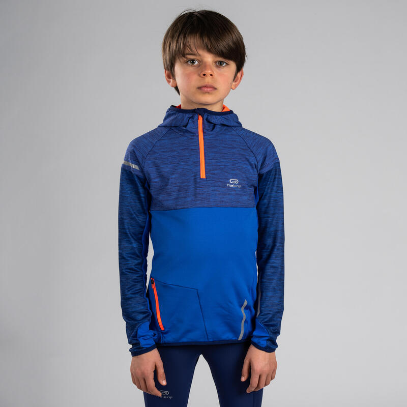 Dětské hřejivé tričko s dlouhým rukávem na atletiku Kiprun modré