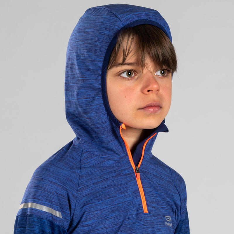 Dětské hřejivé tričko s dlouhým rukávem na atletiku Kiprun modré
