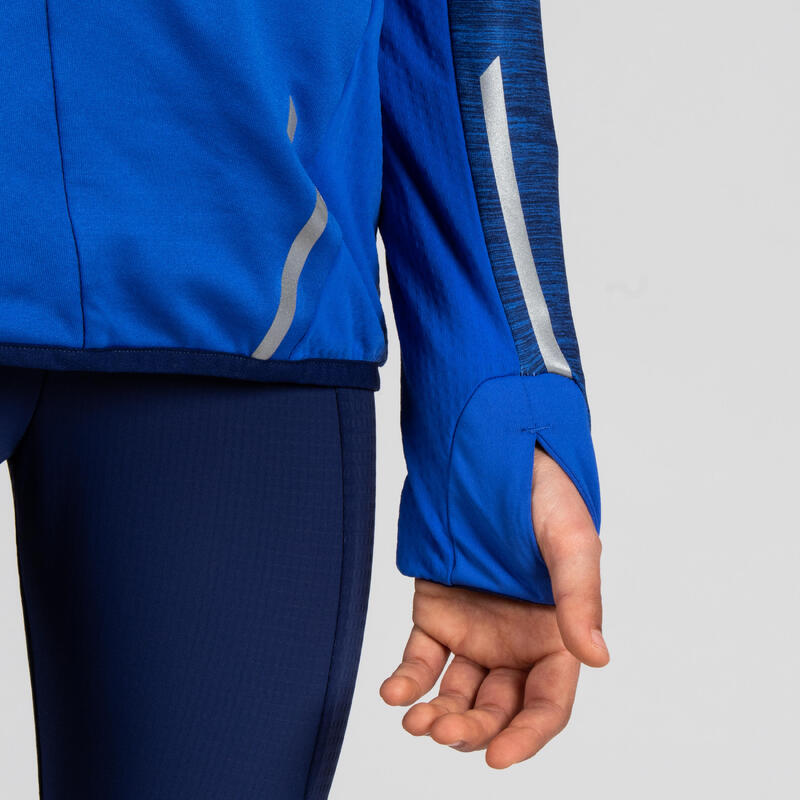 Dětské hřejivé tričko s dlouhým rukávem na atletiku Kiprun modré