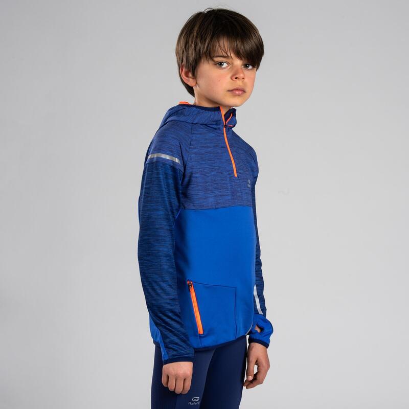 Dětské hřejivé tričko s dlouhým rukávem na atletiku Kiprun modré