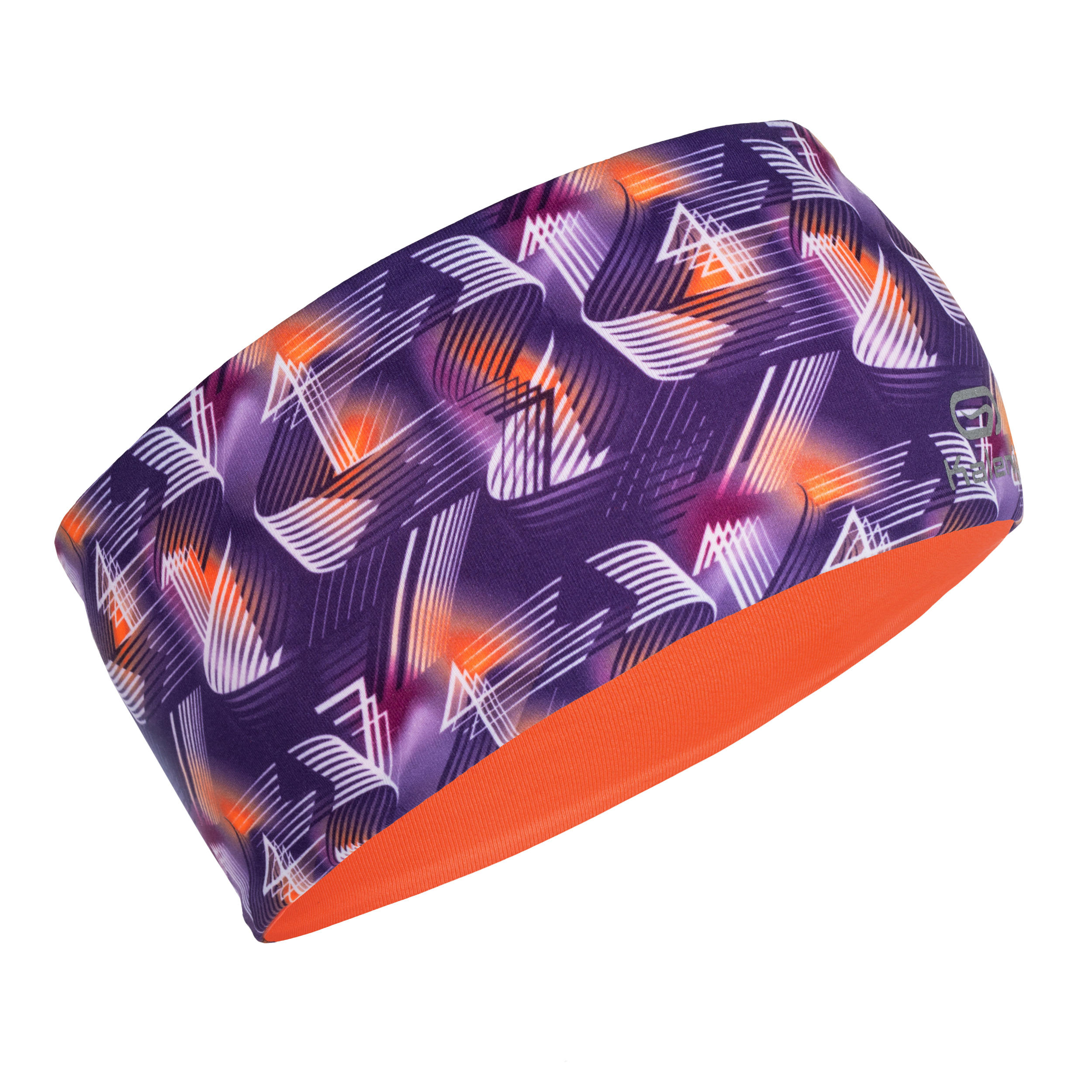 KIPRUN Kids' Athletics Reversible Headband - Purple/Neon Coral Print