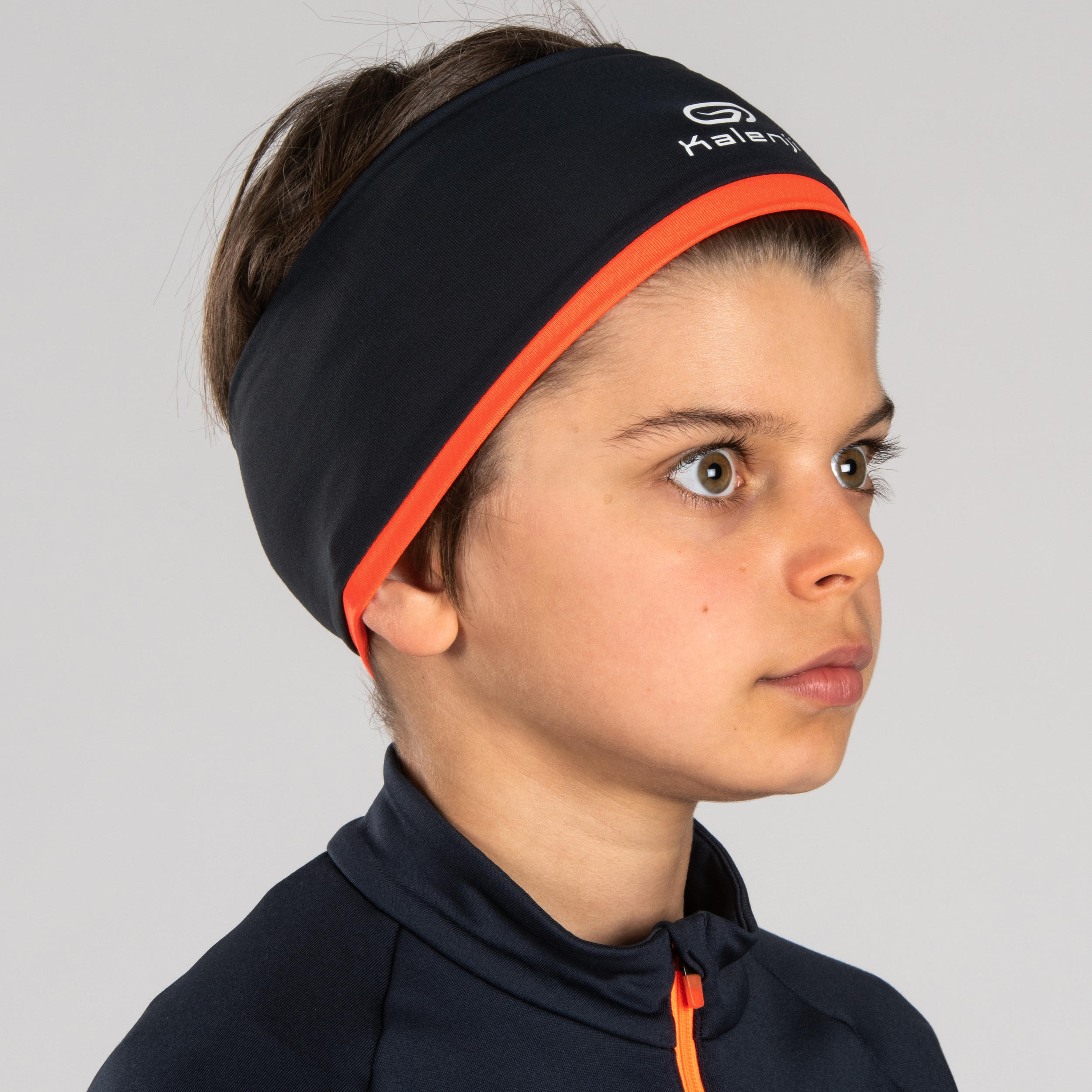 Kids' Athletics Reversible Headband - Grey Orange 3/8