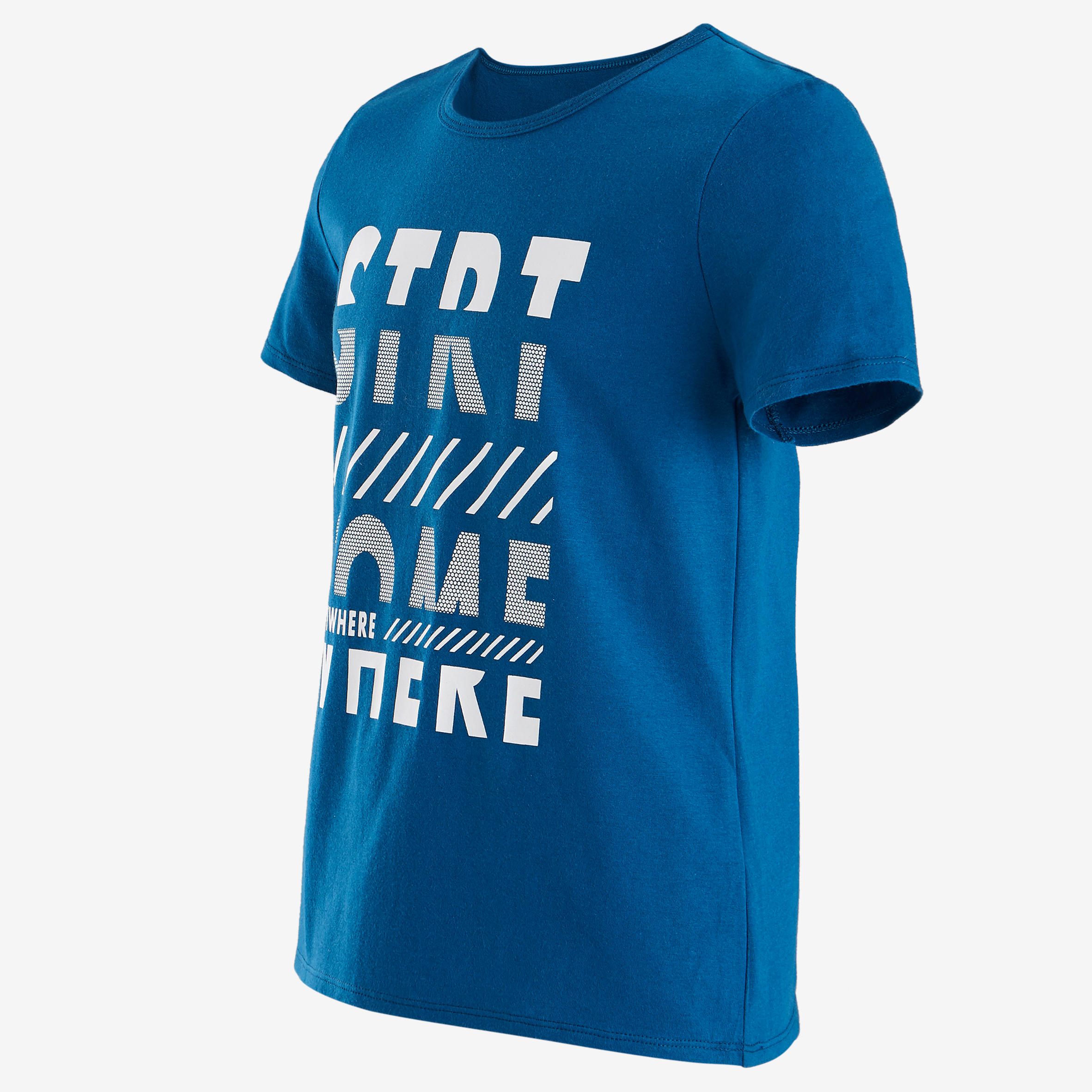 100 Boys' Short-Sleeved Gym T-Shirt - Blue/White Print 2/3