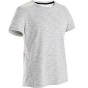 500 Boys' Breathable Cotton Half-Sleeved Gym T-Shirt - Beige