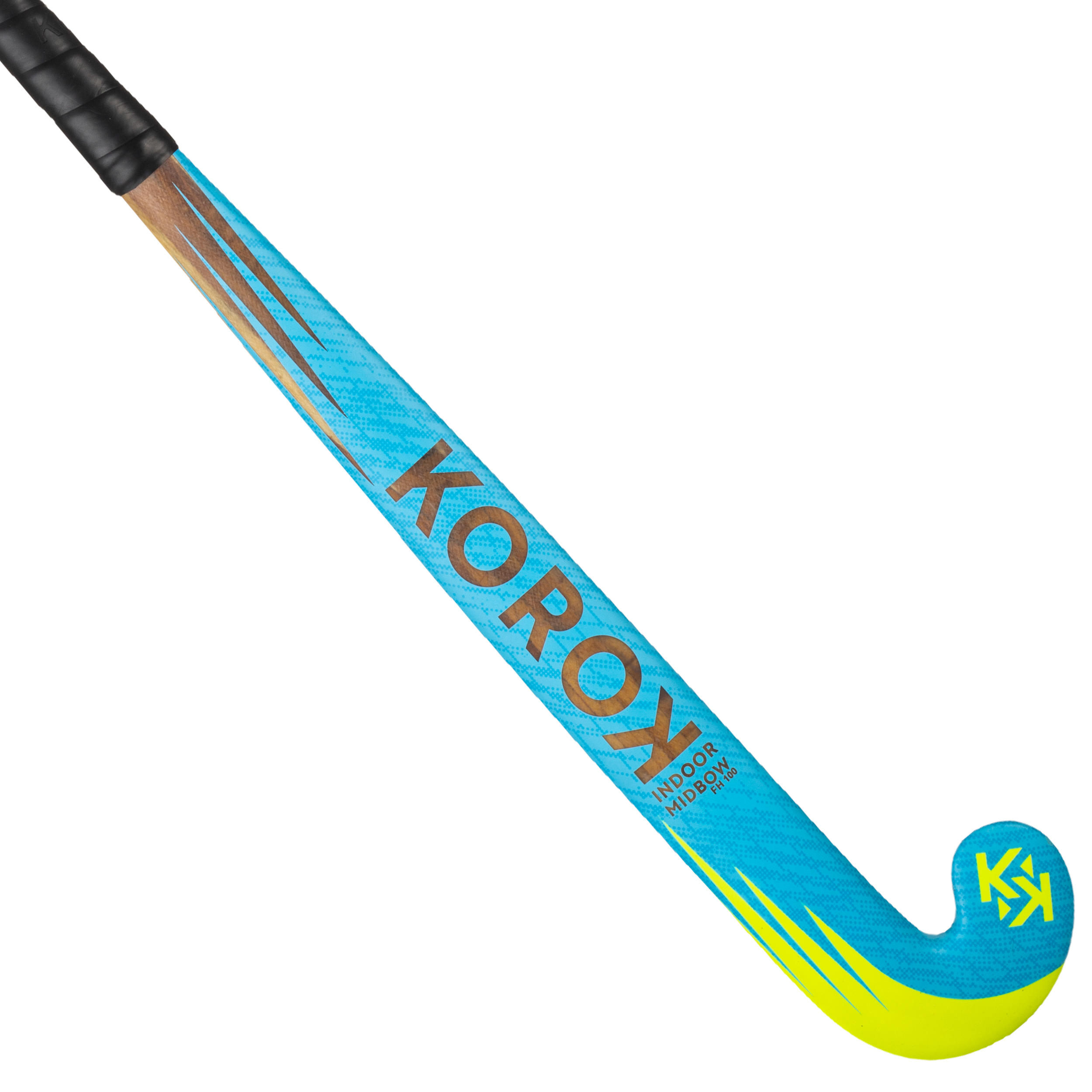 Kids' Beginner Wooden Indoor Hockey Stick FH100 - Sky Blue 1/10