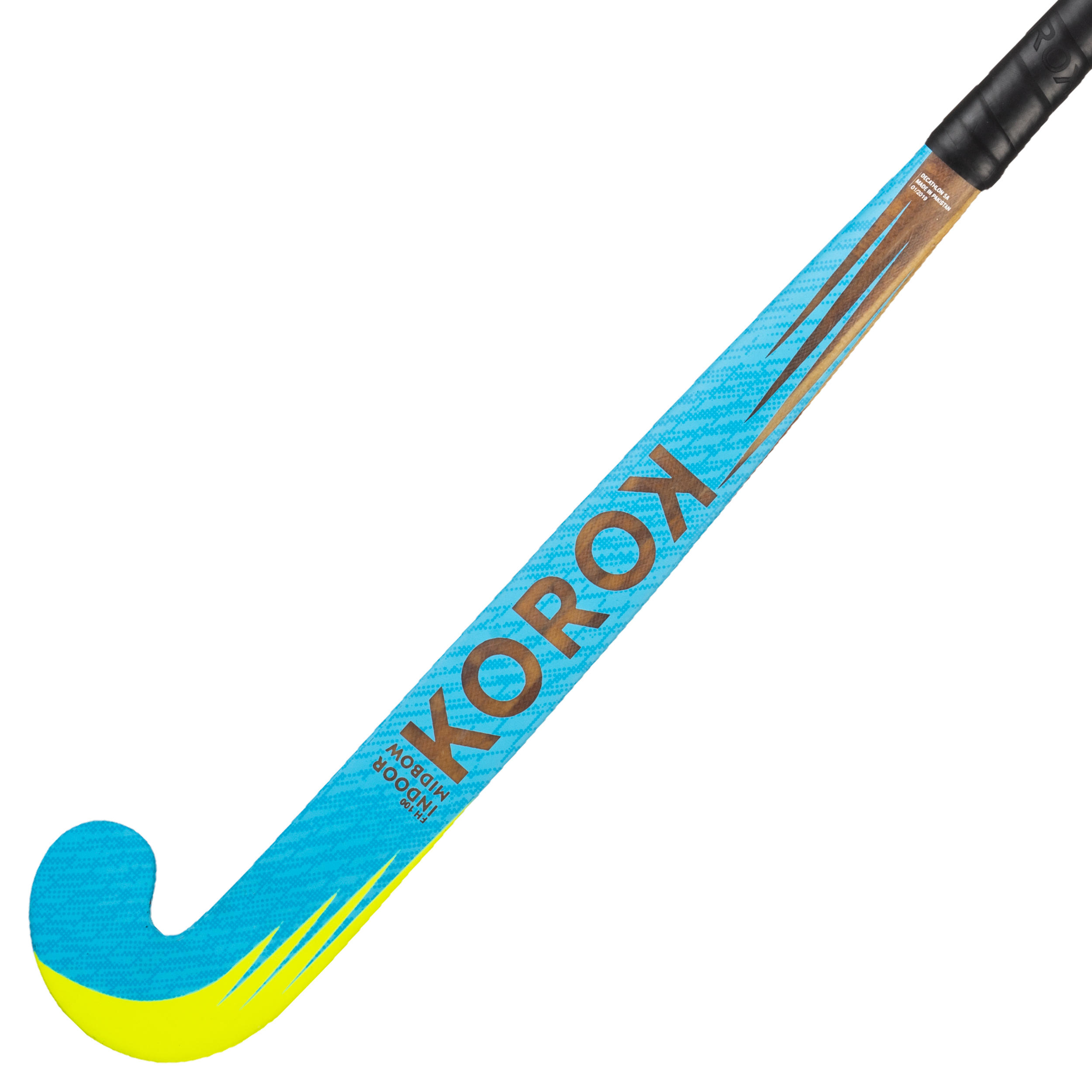 Kids' Beginner Wooden Indoor Hockey Stick FH100 - Sky Blue 8/10