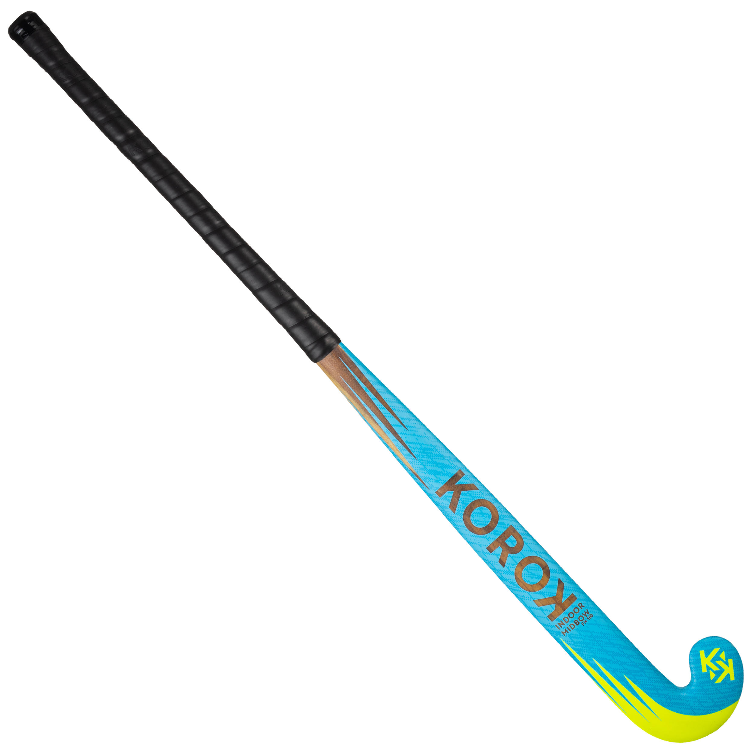 Kids' Beginner Wooden Indoor Hockey Stick FH100 - Sky Blue 10/10
