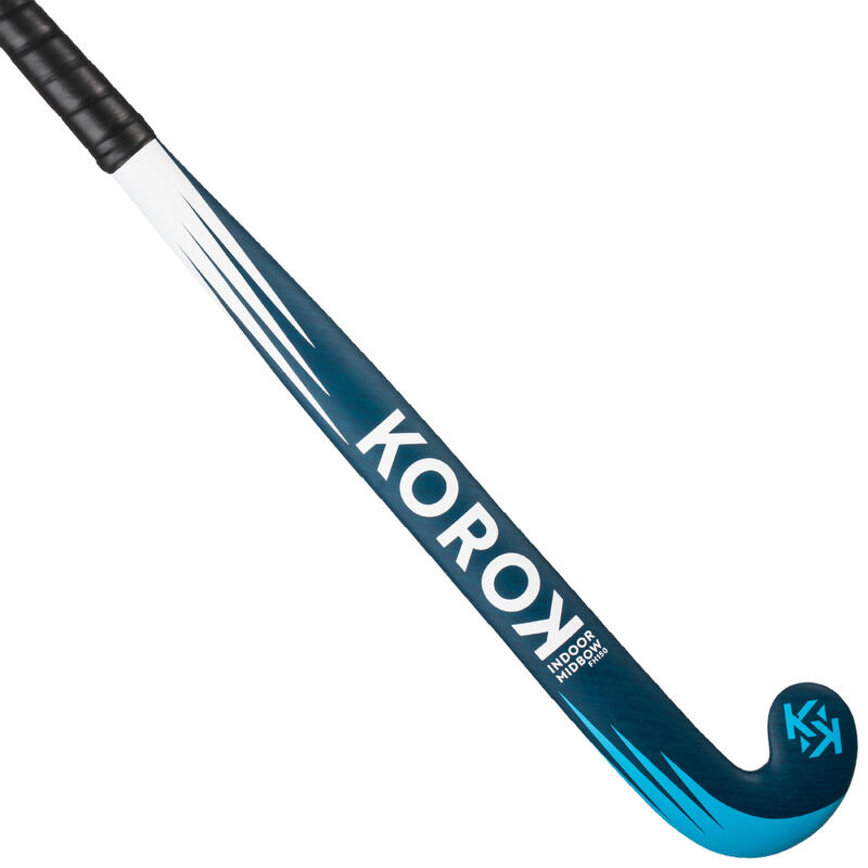 Stick de hockey indoor adulte confirmé 100% fibre de verre Mid Bow FH150 bleu