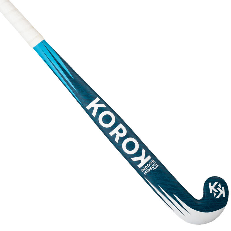 Zaalhockeystick voor kinderen/tieners 100% glasvezel mid bow FH500 blauw