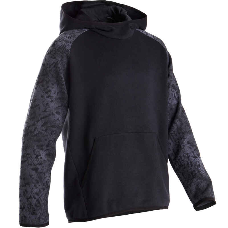 100 Boys' Warm Gym Hoodie - Black Print