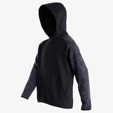 100 Boys' Warm Gym Hoodie - Black Print