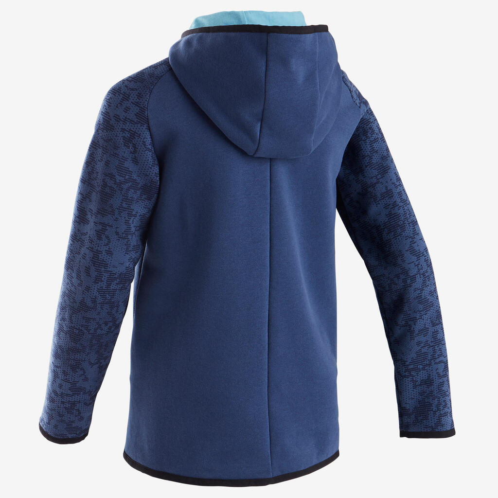 Sweat capuche chaud 100 garçon GYM ENFANT bleu imprimé