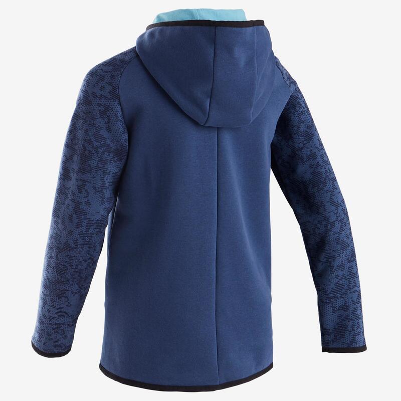 Camisola Quente com Capuz para Ginástica Rapaz 100 Azul Estampado