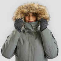 Wanderjacke Parka Winterwandern SH500 U-Warm wasserdicht Damen khaki